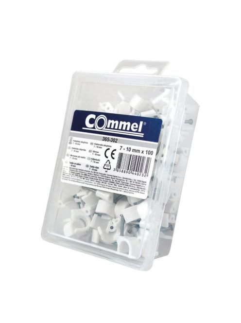 COMMEL Műanyag félbilincs, szögelhető, 7-10mm, fehér, 100db/csomag - HUN365-302