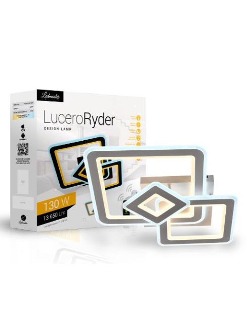 Lucero Ryder 130 W-os, 50 cm átmérőjű fehér LED távirányítós és mobil applikációval vezérelhető mennyezeti lámpa - PCM4036