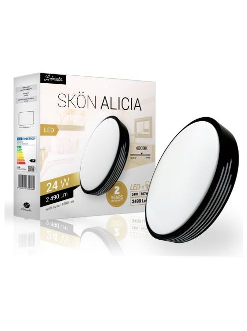 Skön Alicia 24 W-os ø400 mm kerek natúr fehér, fekete színű mennyezeti lámpa, IP20-as védettségű - PCM4820